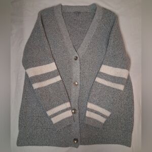 Charlotte Russe Gray and Cream Button-Up Cardigan